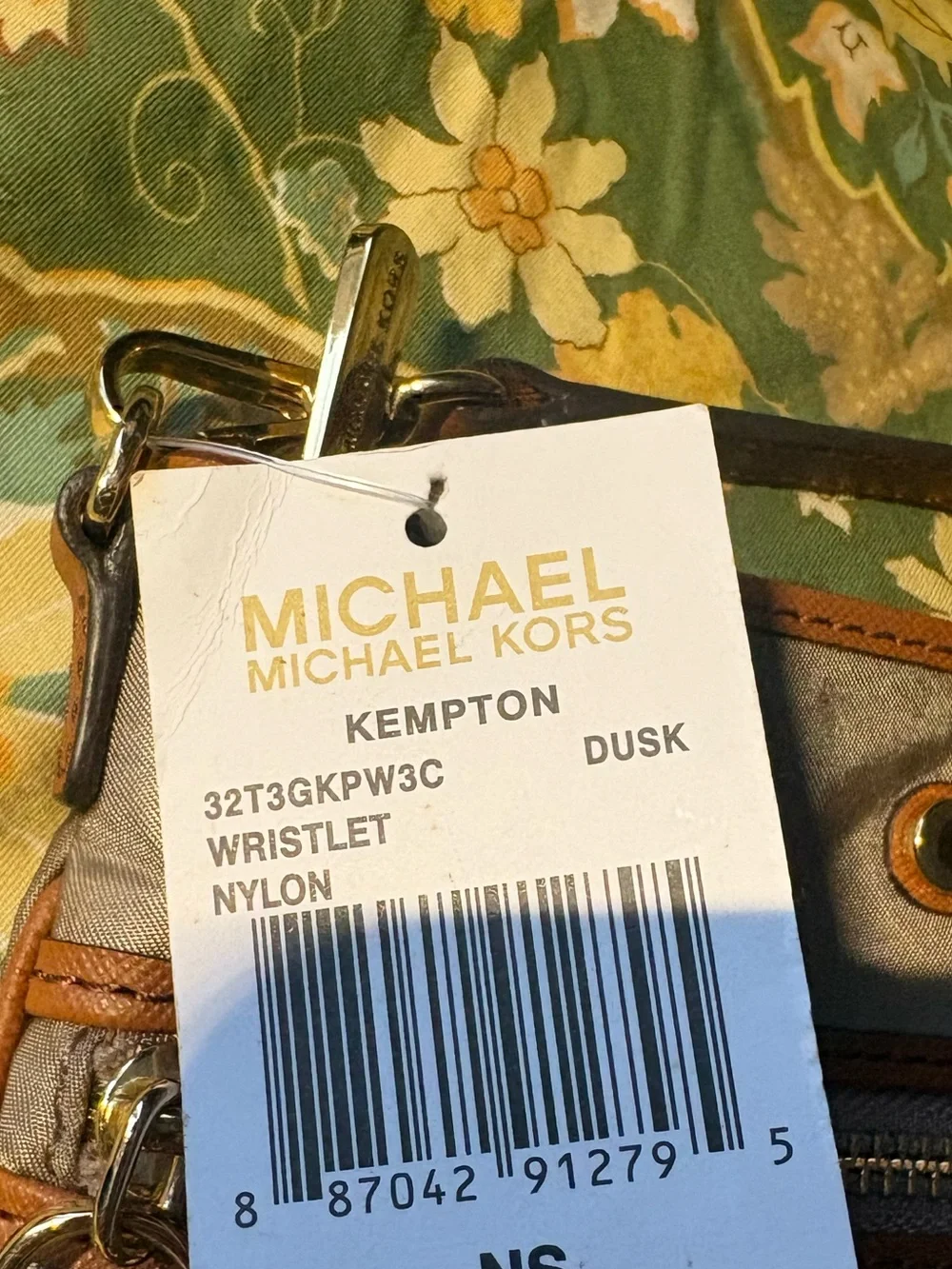 Michael Kors Brown Wristlet with Tan Trim